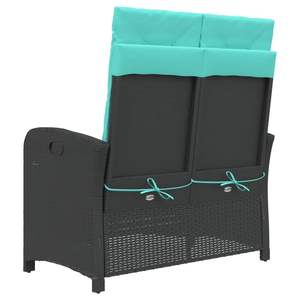 Banc de jardin inclinable en rotin PE noir 2 places, bancs de patio - Product Image 5