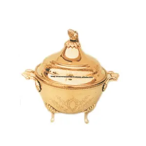 黄铜圆形餐具/带盖的碗，适用于家庭、餐厅、酒店和餐饮用具鱼盘和盘子金属厨房