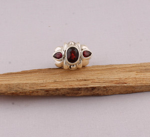 Anillo de Granate Rojo Natural, Plata de Ley 925, Joyería, Anillo de Piedra de Nacimiento de Enero, Estilo Vintage, Anillo de Gema Roja Intensa para Mujer, Fino - Product Image 1