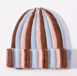 Unisex Vintage Striped Adjustable Beanie <b>Hat</b> 100% Acrylic Hand Knitted <b>Winter</b> for Adults Casual Style - Product Image 3