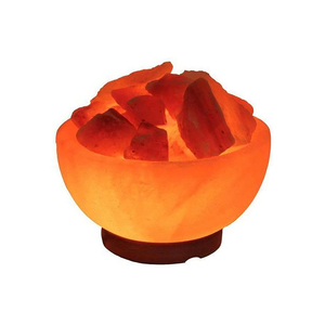 Lámpara de Sal Rosa del Himalaya de Primera Calidad con Base de Madera Tallada Moderna y Transpirable, Bolas de Masaje, Luz Nocturna Refinada y Procesada, Cuenco de Fuego - Product Image 5