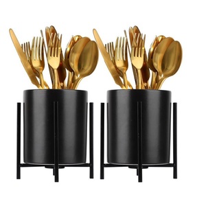 Organisateur de couverts style moderne en acier inoxydable, porte-couverts en métal - Product Image 1