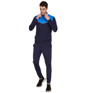 Chándal Deportivo Casual para Hombre en Azul Marino con Bloques de Color, Cierre de Cremallera y Bolsillos Laterales para Otoño - Product Image 1