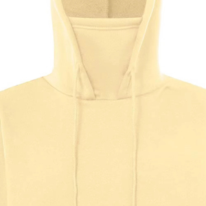 Sweat à capuche oversize avec masque intégré, couleur jaune, 100% coton molletonné, impression personnalisée, veste décontractée tricotée avec masque, vente en gros, fabrication - Product Image 3
