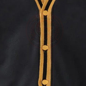 Cárdigan Negro de Punto para Hermandades y Fraternidades, Cuello en V, Manga Larga, de Algodón, con Ribete Amarillo y Cierre de Botones, Ropa Universitaria - Product Image 3