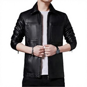 Wholesale <b>Men's</b> Denim Custom Black Leather Wax Waxed <b>Long</b> Casual Autumn Zipper Coat Jeans <b>Men</b> <b>Jacket</b> Breathable Quick Dry - Product Image 3