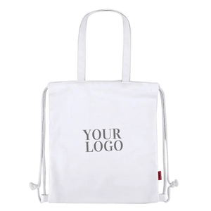 Unbleached biodegradable drawstring bag made of 100% pure cotton with custom design & <b>label</b> for storage & packing - Product Image 1