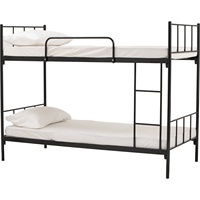 Lit superposé double en métal NUHOOM-BASIC Modèle 658006, cadre industriel noir, taille lit simple, pour dortoir, appartement commercial, hôtel