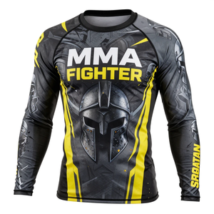 MMA Fighter Long Sleeve Rash Guard <b>Men's</b> Full Sleeve Sublimation Print Rash Guard Quick Dry <b>Compression</b> <b>Shirt</b> Rash Guard - Product Image 3