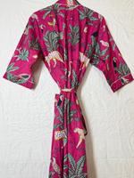 Robe kimono légère en coton imprimé jungle pour femme, peignoir floral, tenue de plage estivale