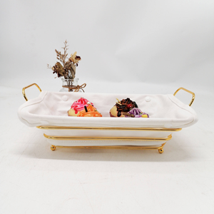 Cesta de Almacenamiento de Alambre Metálico al por Mayor con Asa, Cesta Rectangular Redonda para Frutas, Pan y Aperitivos, Cesta de Exhibición de Alimentos - Product Image 1