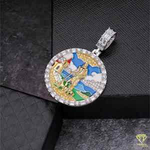 Pendentif de bijouterie religieuse haut de gamme avec diamant de laboratoire et finition émail, design de collier hip-hop - Product Image 2