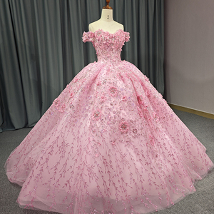 Vestidos de Fiesta Jancember 6640, Color Rosa Hada, con Encaje y Flores 3D, para 15 Años - Product Image 3