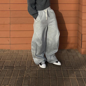 <b>Men's</b> High Quality 100% Cotton Embroidered Breathable <b>Baggy</b> Oversized Sweat Pants Wide Leg Casual <b>Trousers</b> - Product Image 3