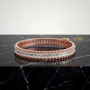 กำไลข้อมือเพชรทรงบาแกตต์สีโรสโกลด์ เงินสเตอร์ลิง คลาสสิก หรูหรา สวยงาม เหมาะสำหรับงานแต่งงาน ของขวัญสำหรับผู้หญิง - Product Image 5