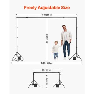 Kit Supporto per Sfondo Fotografico Portatile 7x10ft con 3 Barre Trasversali e Supporto Regolabile - Product Image 3