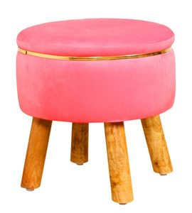 Ottoman <b>Stool</b> for Living Room Foot Rest | Velvet Small Ottoman Foot <b>Stool</b> | Solid Wood Legs | Footstool Puffy for Home, <b>Bedroom</b> - Product Image 2
