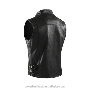 Gilet de moto en cuir véritable pour homme, imperméable, respirant, coupe-vent, avec poches, vêtements d'extérieur OEM - Product Image 5