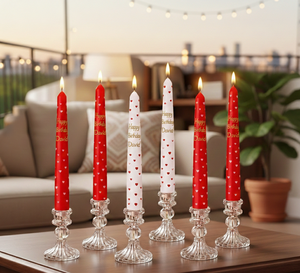 Romantic Heart Print Personalized Birthday Taper <b>Candles</b> Custom Name Celebration <b>Set</b> Smokeless Soy Wax Rose Halloween Christmas - Product Image 3