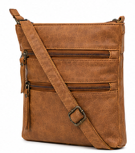 Bolso Bandolera de Cuero Genuino Estilo Vintage para Mujer, con Múltiples Bolsillos, Cierre de Cremallera, Correa Ajustable, Color Marrón, Portátil - Product Image 4