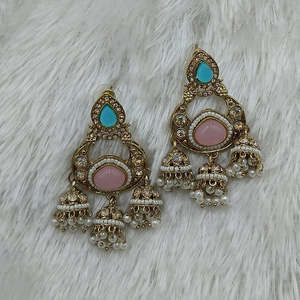 Élégantes Boucles d'Oreilles Pendante Perle en Pierre Pota Style Héritage pour Femme, Bijoux Ethniques Tendance pour Mariages et Occasions Festives - 10575610BLP - Product Image 1