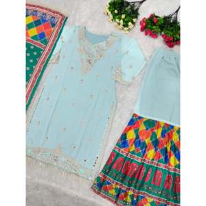 Vêtements de soirée fantaisie pour femmes Top Plazzo Dupatta Set - Product Image 6