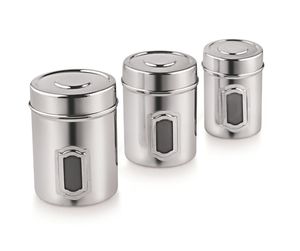 Stainless Steel Organiser Jar Set with Window Food & Pantry Storage <b>Canister</b> Front See Through - Product Image 2