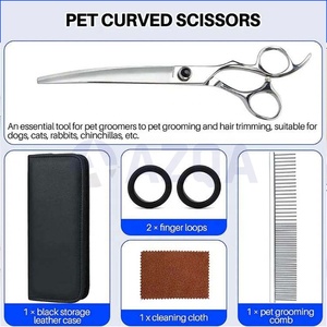 Ciseaux de toilettage professionnels incurvés pour animaux de compagnie avec lames affûtées, finition miroir et vis réglable pour la coupe des poils de chiens et de chats - Product Image 6
