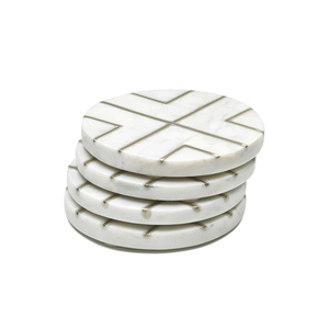 Luxury Brass Inlay Marble Stone <b>Coaster</b> <b>Set</b> Handcrafted Custom Table Protection Decor Eco Friendly Indian Factory Supply Price - Product Image 4