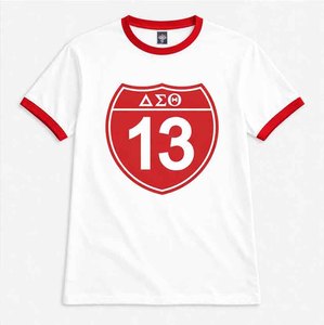 Camisetas Ringer con Bordado de Letras en Twill de la Organización Griega de Hermandades Delta Sigma Theta, Diseño 2026 - Product Image 1