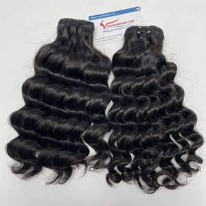 Haute qualité 100% vietnamien Remy Extensions de cheveux Machine Double trame vague profonde noir Super soyeux sans enchevêtrement prix de gros - Product Image 6