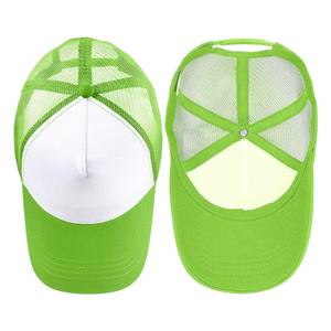 White and Green Mesh Trucker <b>Hat</b> 6-Panel Adjustable Snapback Casual Cap Breathable Unisex Adult <b>Summer</b> Style - Product Image 2