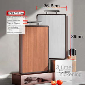 Bloque de cortar de cocina para el hogar de madera maciza, tablero grande de doble cara con superficie de acero inoxidable de ébano antibacteriano - Product Image 5