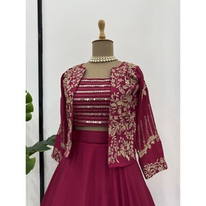 Diseñador Lehenga Choli con Koti para el desgaste del partido para los vestidos del club - Product Image 1