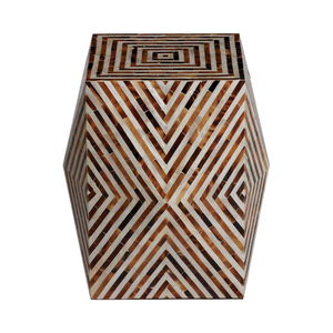Amber Brown <b>White</b> Geometric Chevron Stools Mother of Pearl Handcrafted Mosaic <b>Small</b> <b>Side</b> <b>Table</b> Living Room Bedroom Decor Use - Product Image 1