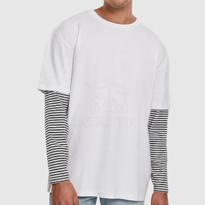 เสื้อยืดคอตตอนสองชั้นดีไซน์ใหม่สำหรับผู้ชาย เนื้อผ้าระบายอากาศได้ดี ทรงหลวมใส่สบาย เหมาะสำหรับใส่ทุกวัน ราคาประหยัด - Product Image 3