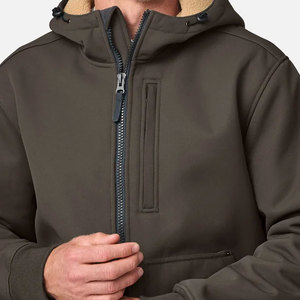 เสื้อแจ็คเก็ตผู้ชายแบบมีฮู้ด ผ้า softshell ปิดซิป สไตล์ลำลอง ใส่ได้ในฤดูใบไม้ร่วง ผลิตจากโพลีเอสเตอร์บุด้วยผ้าเชอร์ปา กันลม - Product Image 6