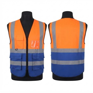 Chaleco de Trabajo para Hombre Blackhardson Premium, 120 GSM, Transpirable, Ignífugo, Antiarrugas, Alta Visibilidad, Naranja y Azul - Product Image 1