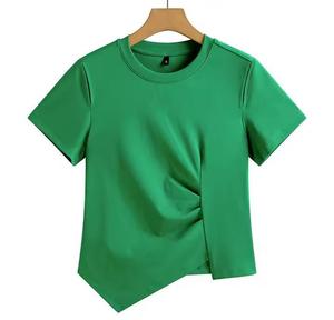 Camiseta floral de verano para mujer, top holgado informal con cuello redondo y mangas cortas - Product Image 1
