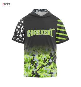Custom Green Short Sleeve <b>Hoodie</b> Sublimated Baseball Hooded Shirt <b>Name</b> Number Polyester Breathable - Product Image 1