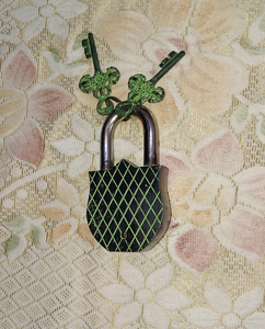 Candado de Latón con Forma de Pájaro Vintage, Cerradura Decorativa de Metal Antigua con Acabado Verde, Diseño Ornamentado de Pájaro, Llaves de Esqueleto - Product Image 4