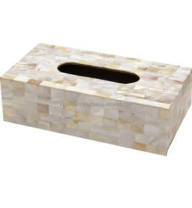 Boîte à mouchoirs exquise faite à la main et incrustée de nacre avec un motif floral élégant, logo personnalisé pour la décoration de la maison et des hôtels de luxe - Product Image 4