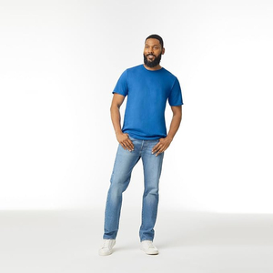 T-shirt basique pour homme, col rond, coupe ample, mélange de coton, décontracté, extensible, respirant, imprimé devant, séchage rapide, anti-boulochage, été - Product Image 5