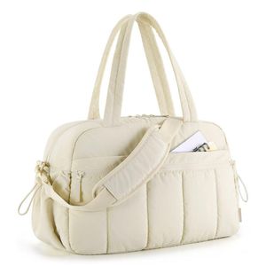 Borsa a Tracolla Impermeabile Beige con Grande Capacità e Tasche Multiple con Cerniera - Motivo Tinta Unita - Product Image 1