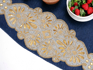 ผ้าคาดโต๊ะลูกปัดสีทึบสำหรับงานแต่งงานงานเลี้ยงวันเกิดดีไซน์ล่าสุด - Product Image 2