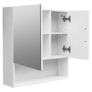 Mobile Bagno con Un'Anta a Specchio e Un'Altra in Legno, Bianco RT in MDF con Vernice Spray - Product Image 4