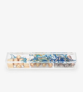 Boîte de rangement alimentaire sophistiquée en acrylique avec couvercle en bois incrusté de nacre, décoration de cuisine haut de gamme faite à la main - Product Image 4