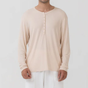 Camiseta de Manga Larga para Hombre, Cuello Redondo, Corte Regular, Ligera, 180g, 100% Algodón, Estilo Urbano, Antiarrugas, Secado Rápido, Transpirable, de Alta Calidad - Product Image 4