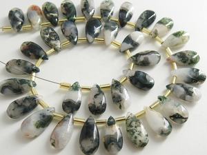 Agate mousse lisse larme pierres précieuses en vrac perles de cristal naturel vert pour les fournitures de bijoux faits à la main du grossiste - Product Image 2