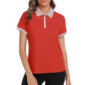 Polo pour femme à manches courtes en mélange de coton doux, respirant et confortable, col classique, haut décontracté avec patte de boutonnage, idéal pour l'été et le bureau - Product Image 1